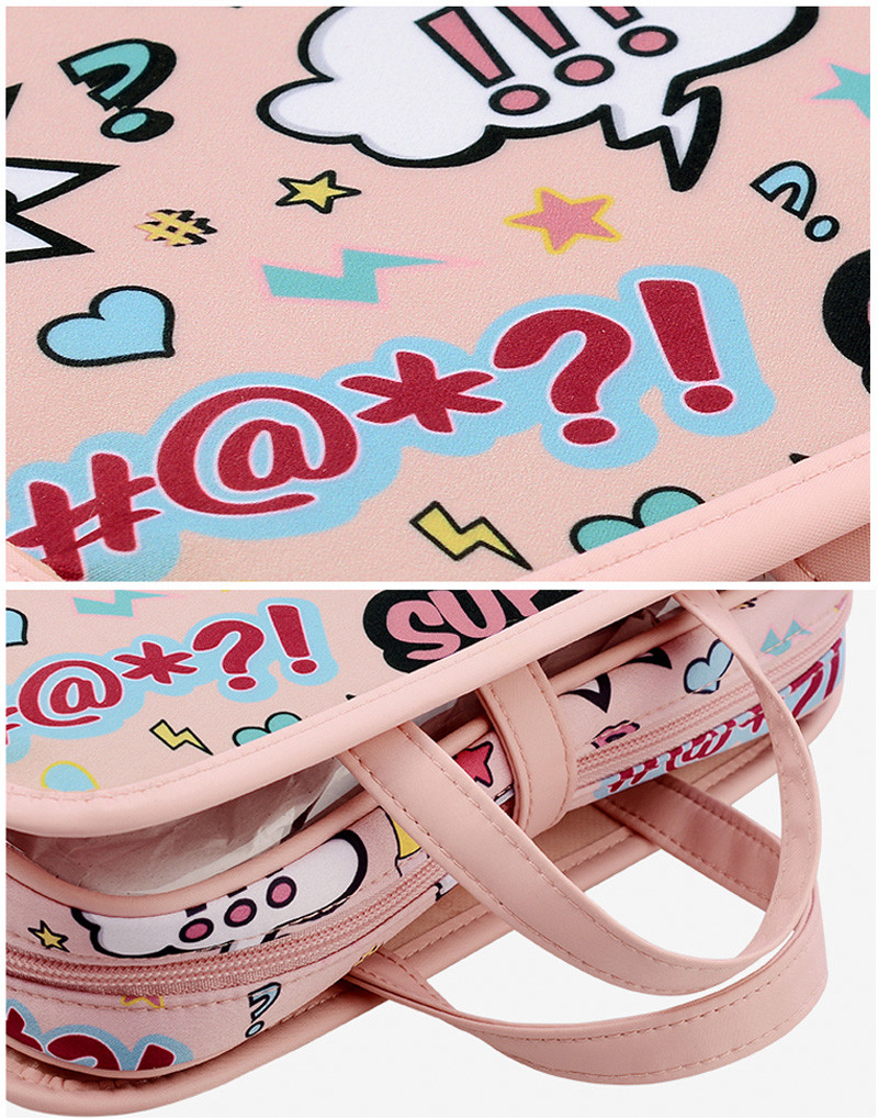 Pink Cute Full Cartoon Pattern Polyester Cosmetic Toiletry Bag