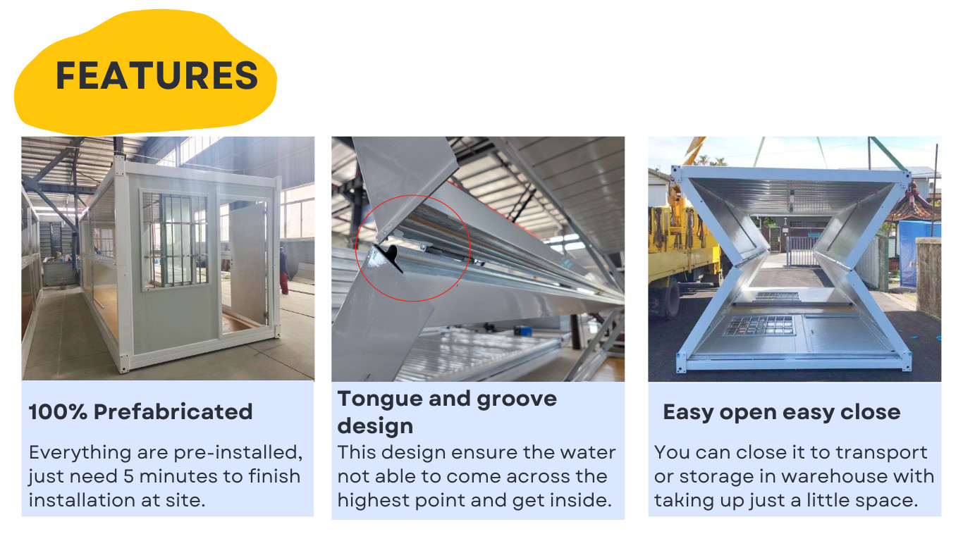 Portable Foldable Container House Galvanized Steel For Disaster Resettlement