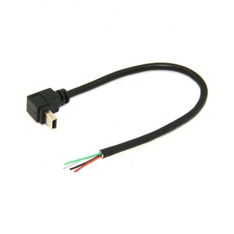 90 Degree Up Down Left Right Angle Mini USB to Stripped Bare Wire Open End Pigtail Cable