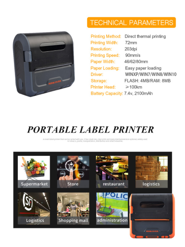 POS Billing Barcode Printer Machine 80mm Portable Mini Thermal Printer