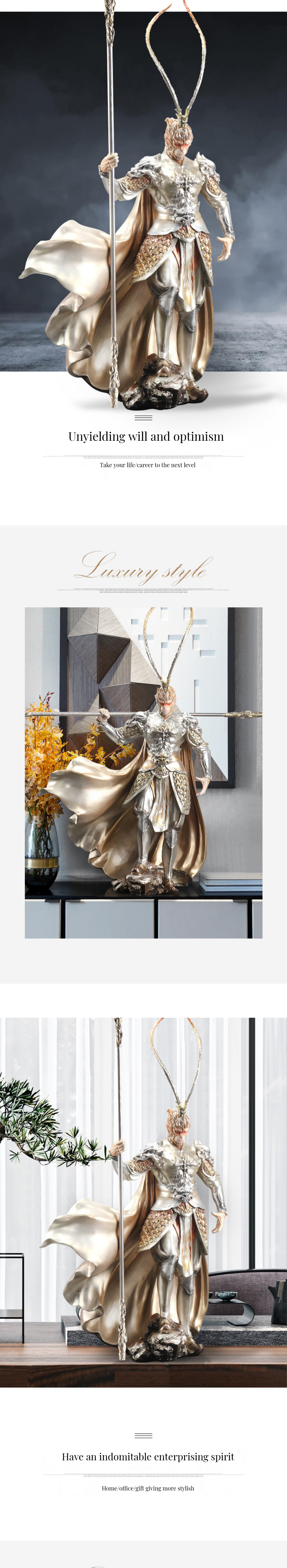 Fiberglass Monkey King Takes on Buddha Customized Color Home Accessories for TV Cabinet
