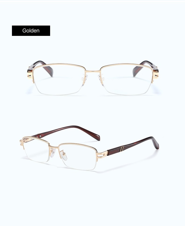 Men Metal Frame Computer Rectangle Reading Glasses Stainless Steel Spring Hinges Sun Readers