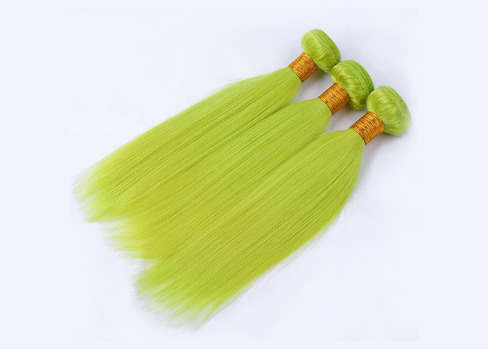 Fluorescent Green Virgin Human Hair Extensions No Shedding 100g / Pack