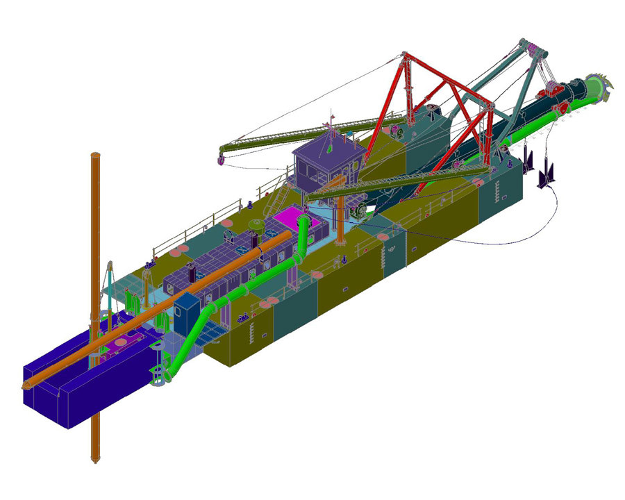 Diesel Engine Sand 350mm Cutter Suction Dredger For River Mud