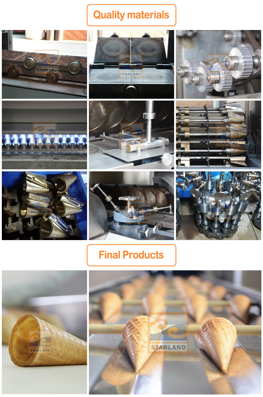 Commercial Biscuits Sugar Cone Production Line Rolled Wafer Machine