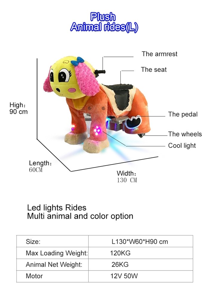 50W Kiddy Ride Machine Battery Operated Ride Plush Animal On Wheels