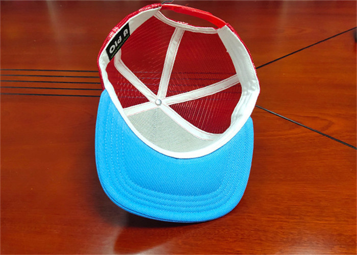 ISO9001 Blue Bill Baseball 5 Panel Trucker Cap For Adults