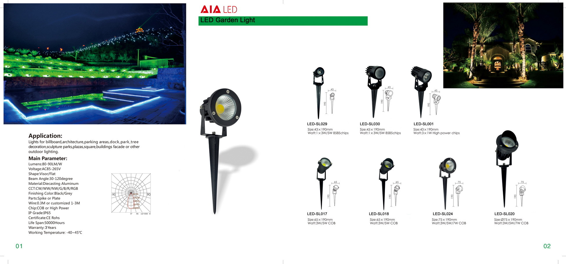 3W IP67 waterproof outside LED spot light &spike led garden light/ LED lawn light garden lamp