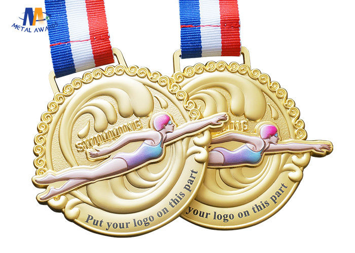 Three Dimensional 70mm 3mm Zinc Alloy Swimming Medals