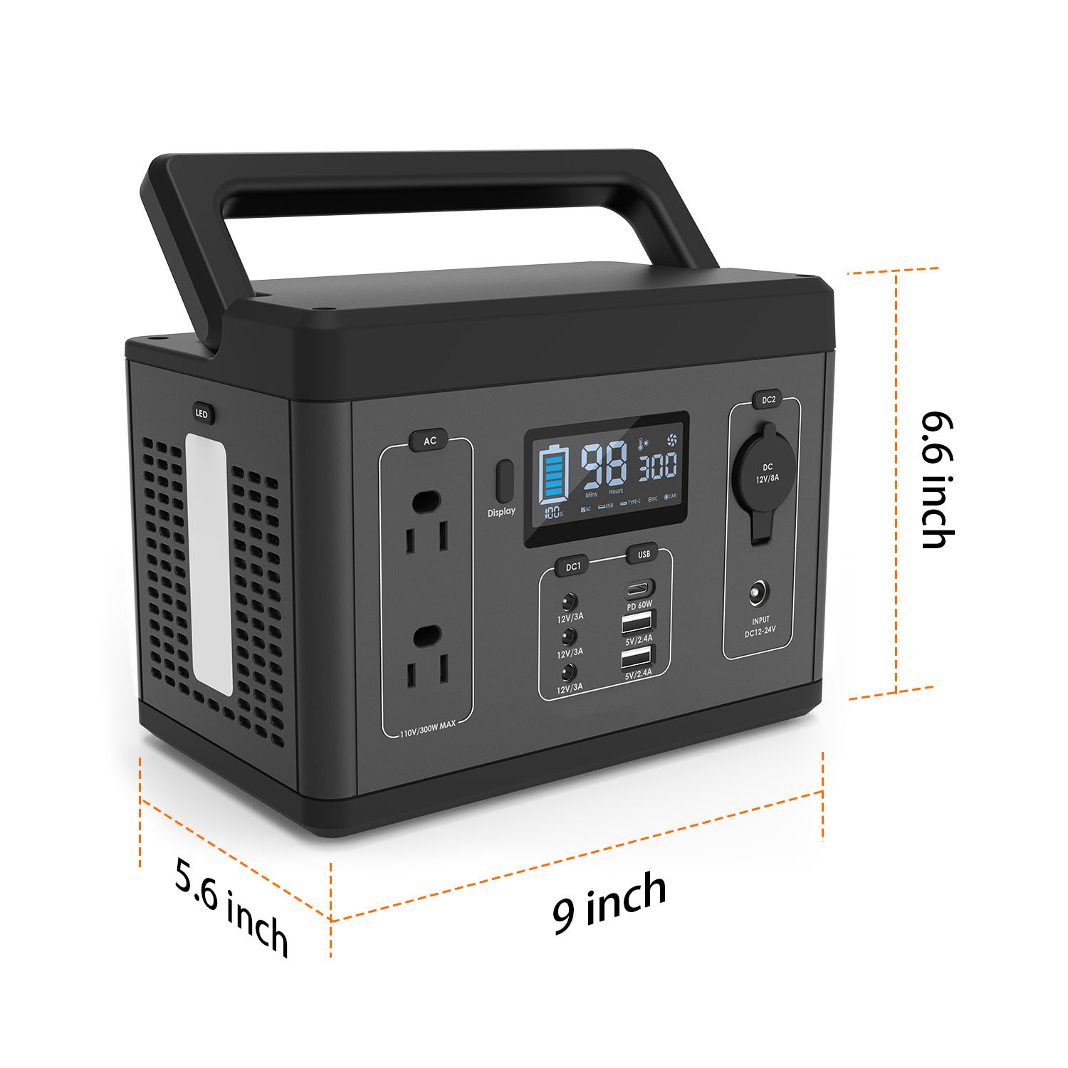 AC 110V 220V 300W USB Portable Solar Power Generator