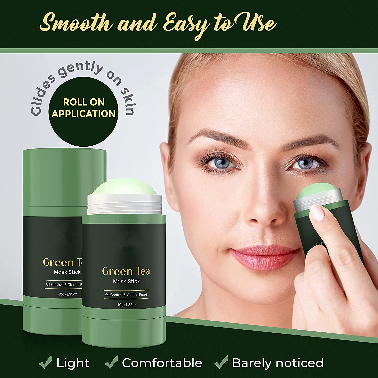 Natural Green Tea Face Mask Stick For Cleansing Whitening Anti-Acne