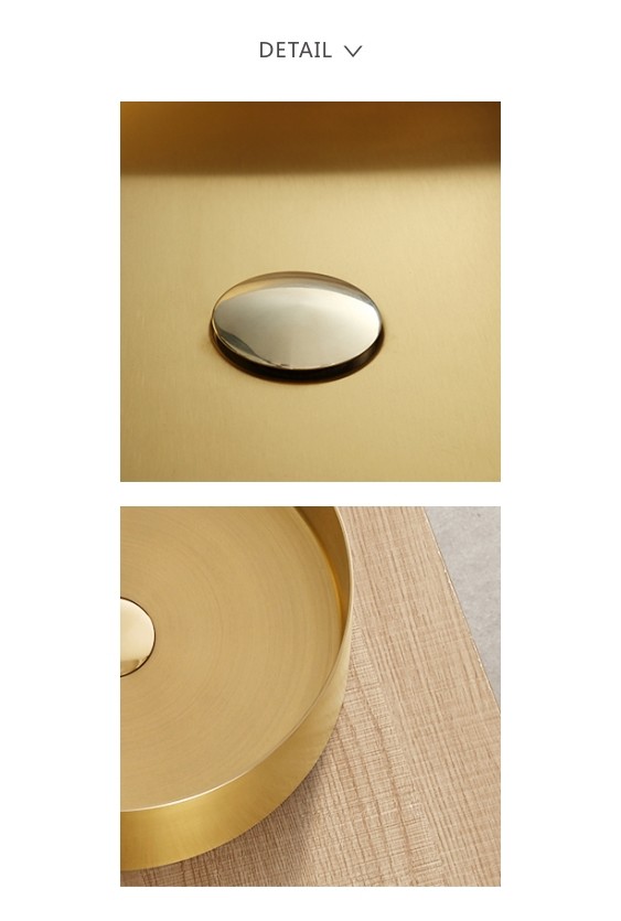 Gold Basin Bathroom Stainless Steel Sink , Combo Artistic Vessel Sink Washing Bowl Set