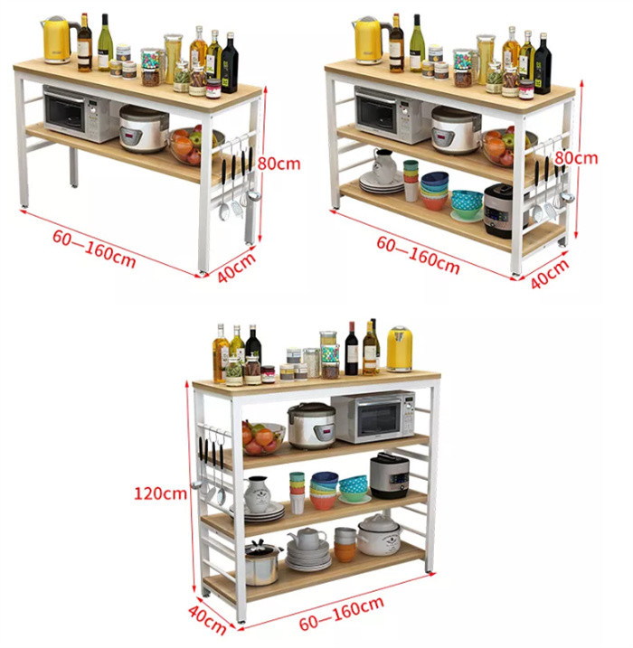 Metal Wood Kitchen Bakers Microwave Rack Countertop Organizer 2 Tier