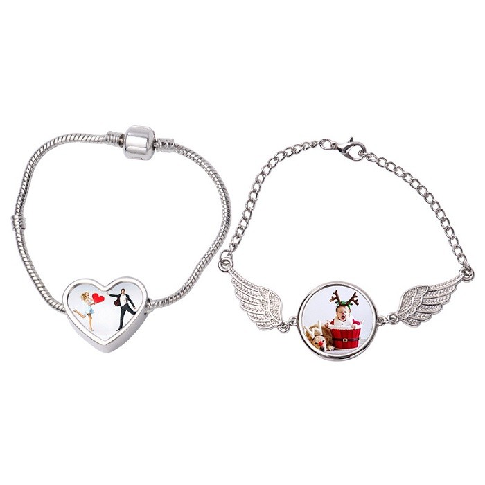 Personalized Sublimation Angel Wings Bracelet With Printable Metal Insert Creative Sublimation Souvenir Gift