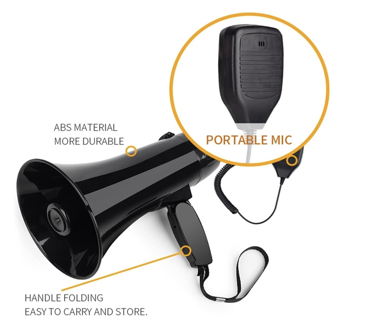 Customizable Military Megaphone 8h Battery Life Dry Cell Battery Operated Megaphone