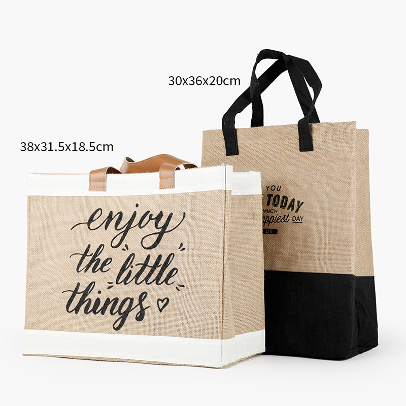 Large Printed Tote Jute Bags Customized Hessian Bags For Return Gifts