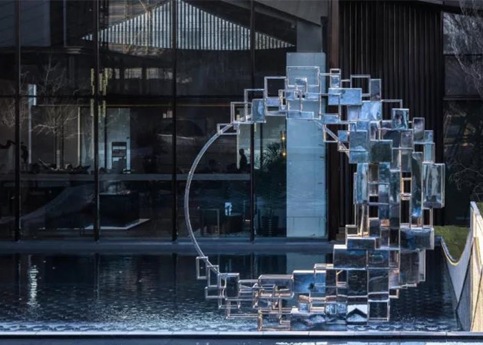 Garden Landscape Contemporary Abstract Sculpture Stainless Steel Handmade