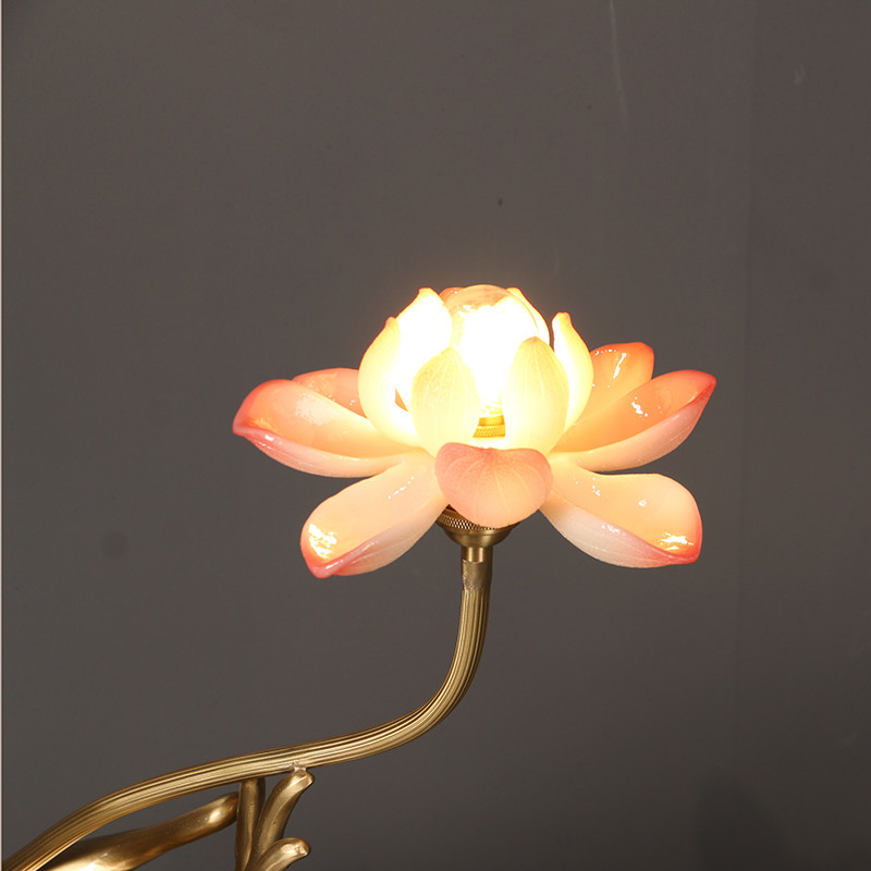 Electric White Glass LED Household Table Lamp Lotus Flower Shape 110V