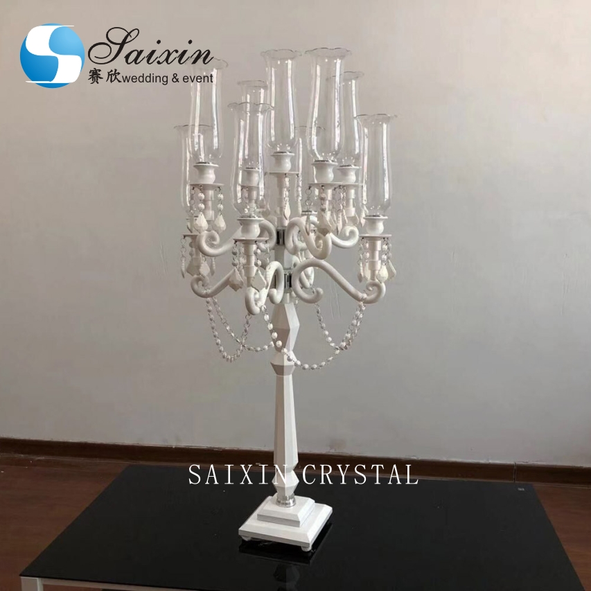 9 Arm Crystal Candelabra Black Candle Stand Wedding Table Centerpieces