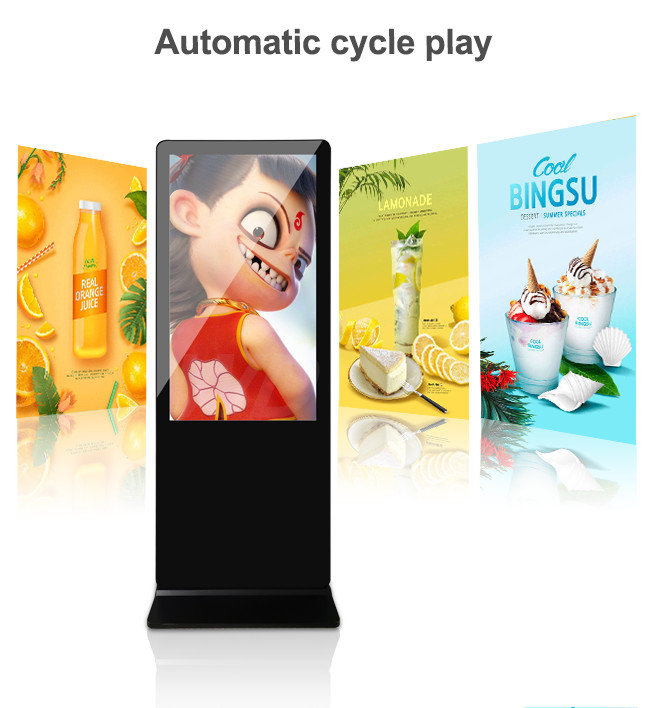 49 Inch 350 Cd/M2 Floor Standing Digital Signage , Stand Alone Digital Signage
