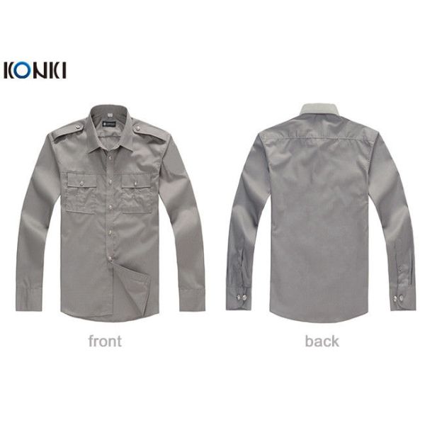 Cotton Grey Security Guard Uniform With Long Sleeve Work Shirts