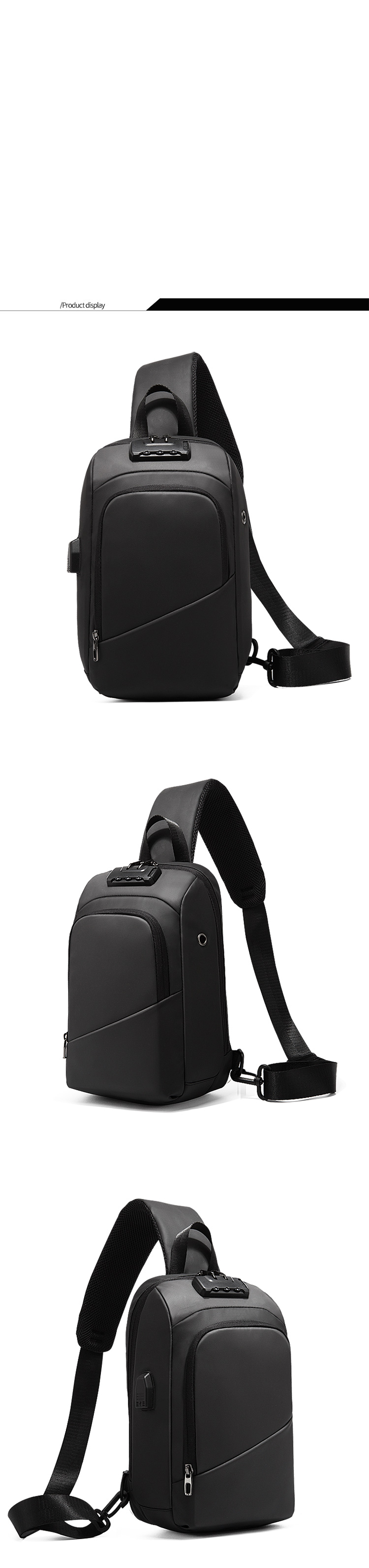 ISO9001 Anti Theft Lock Crossbody Chest Sling Bag For Men 19*12*31cm