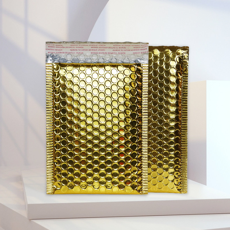 Gold Self Sealing Bubble Mailing Bags Foil Ziplock Bags With Moisture Resistance
