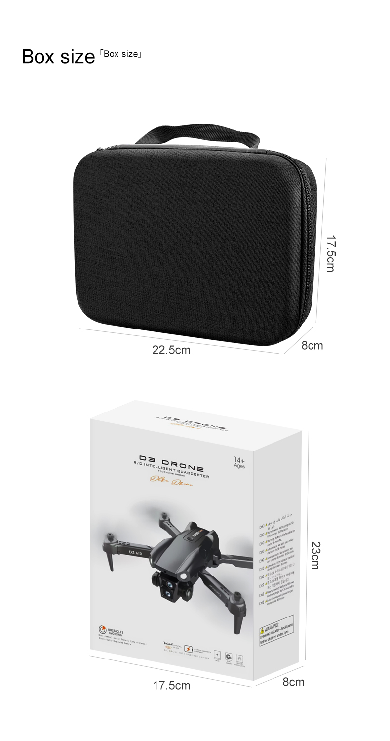 2024 D3 Air Drone LED Light 360-degree Tumbling Headless Mode Optical Flow Positioning Foldable RC Drone for Beginners