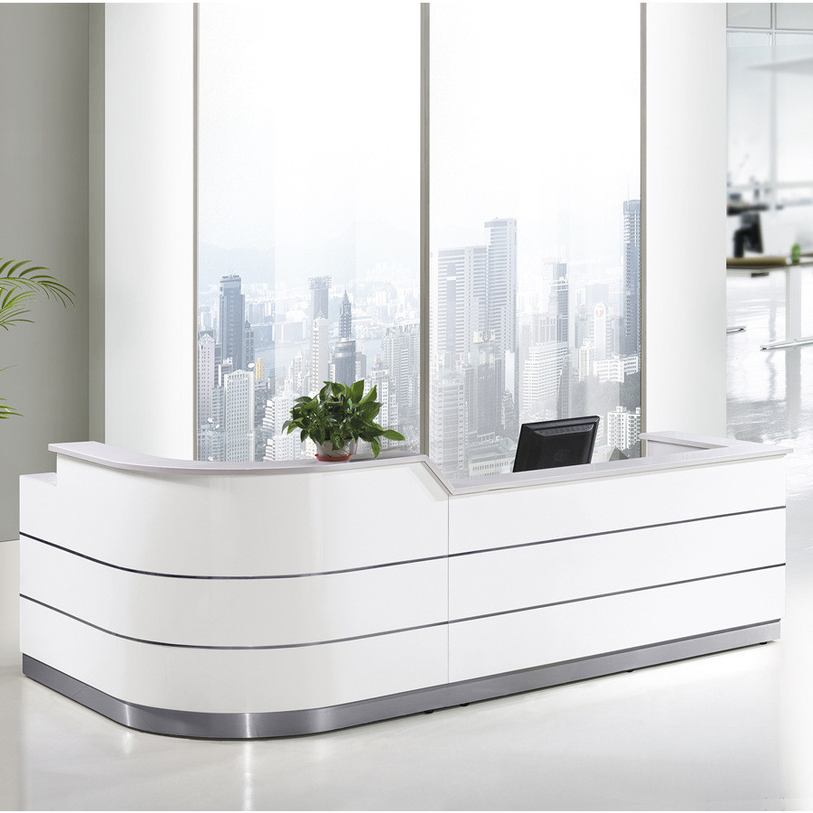Luxury White Front Desk Counter Reception Desk Modern Solid Surface Office Furniture Reception Desks