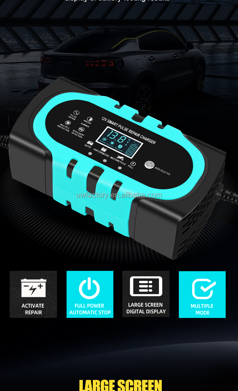 12V/1.25A Output Customized OEM 12V 10A Lead Acid Smart Battery Charger 7.5W Automatic Identification