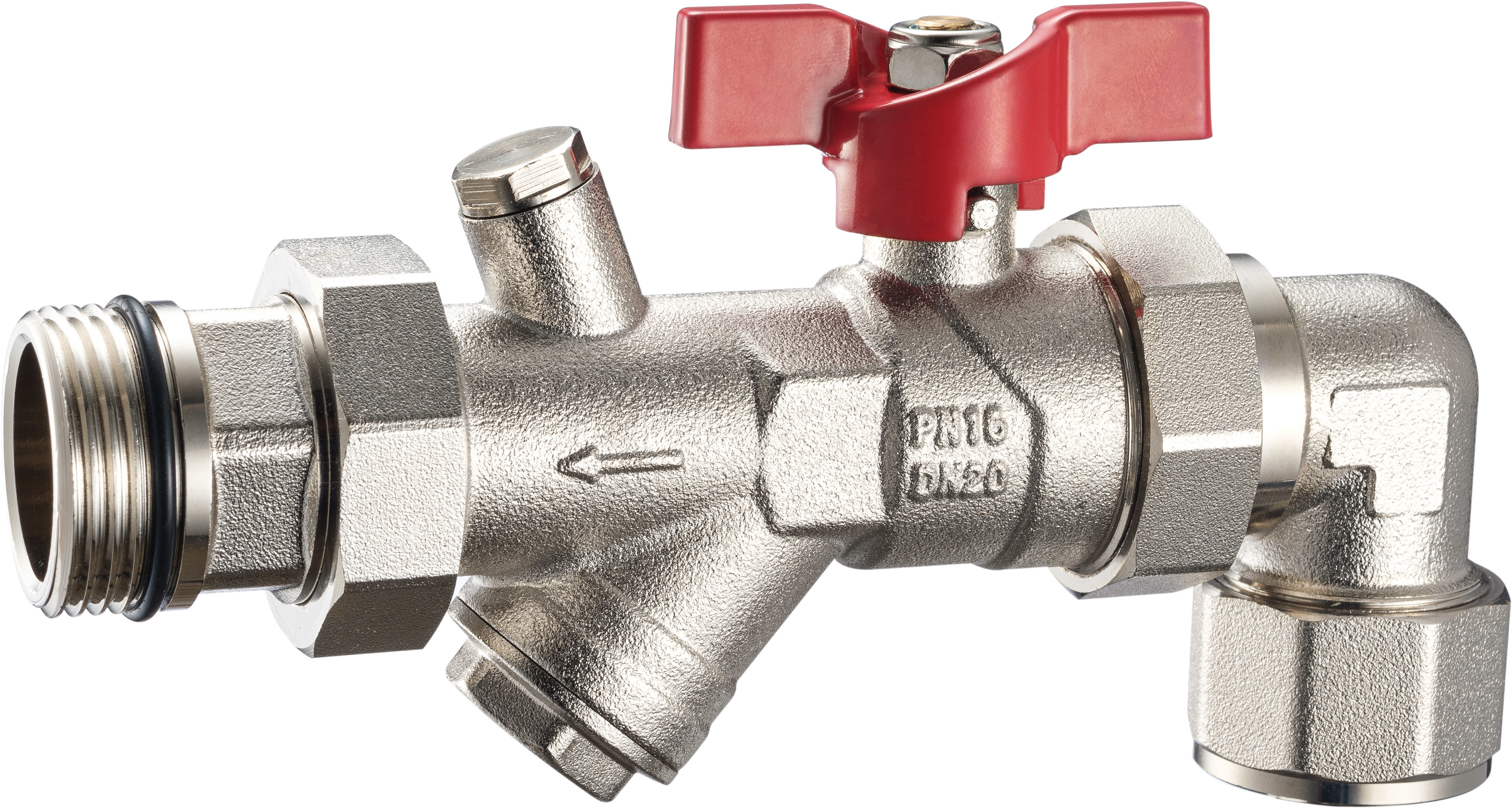 DN20 DN25 Nickel Plated Brass Ball Valve Built In Strainer