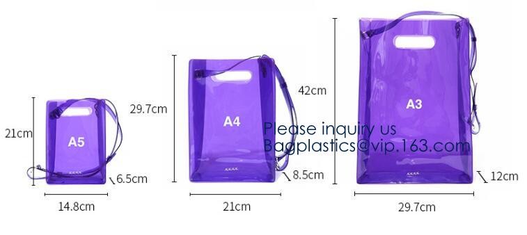 Waterproof All Over Printing PVC Coating Tote Shoulder Fabric Shopping Bag With Gusset And Lining,Jelly Clear Plastic PV
