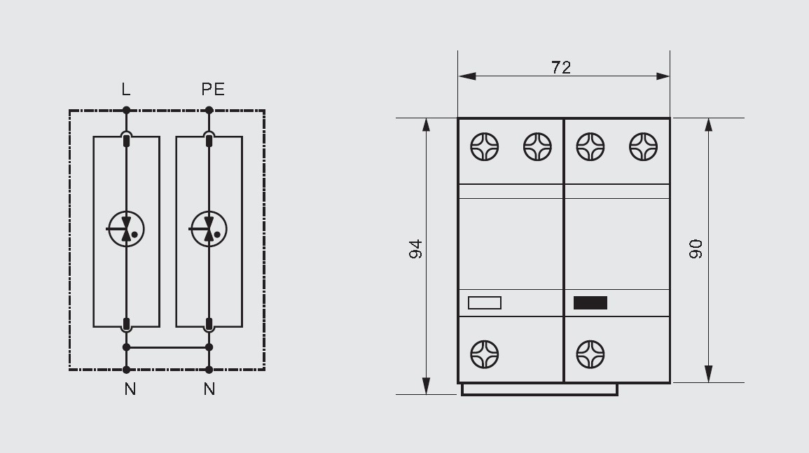 25 KA Single Phase Type 1 Surge Protection Device 1+1 Class I For TT TN-S
