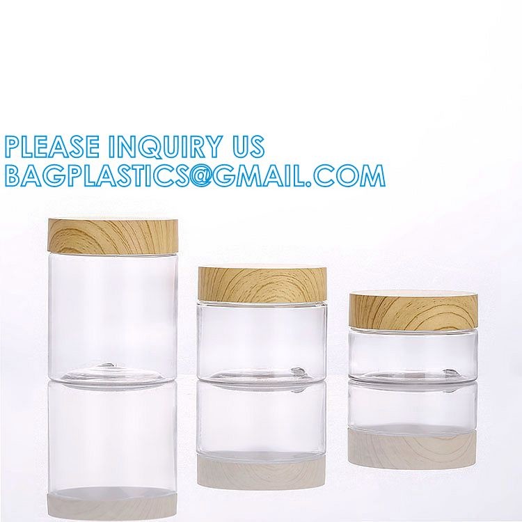 Eco-Friendly Natural Frosted Amber Clear Jars Containers Pot Body Butter Cosmetic Cream Jar With Bamboo Lid