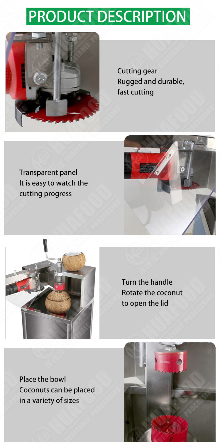 SUS Automatic Fresh Coconut Shell Opening Machine Green Young Coconut Opener
