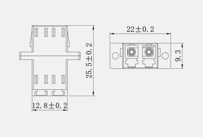 7001 Lightweight LC Adapter / LC LC Duplex Fiber Coupler SC Foot Type With Flanges