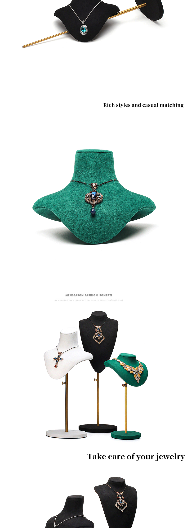 Multi Sizes Soft Velvet Cover Jewelry Display Bust Pendant Exhibition Stand
