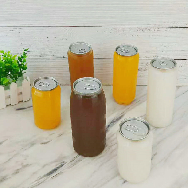 350ml Empty Pet Plastic Beverage Cans Transparent Soft Drink Jars With Easy Open Lid