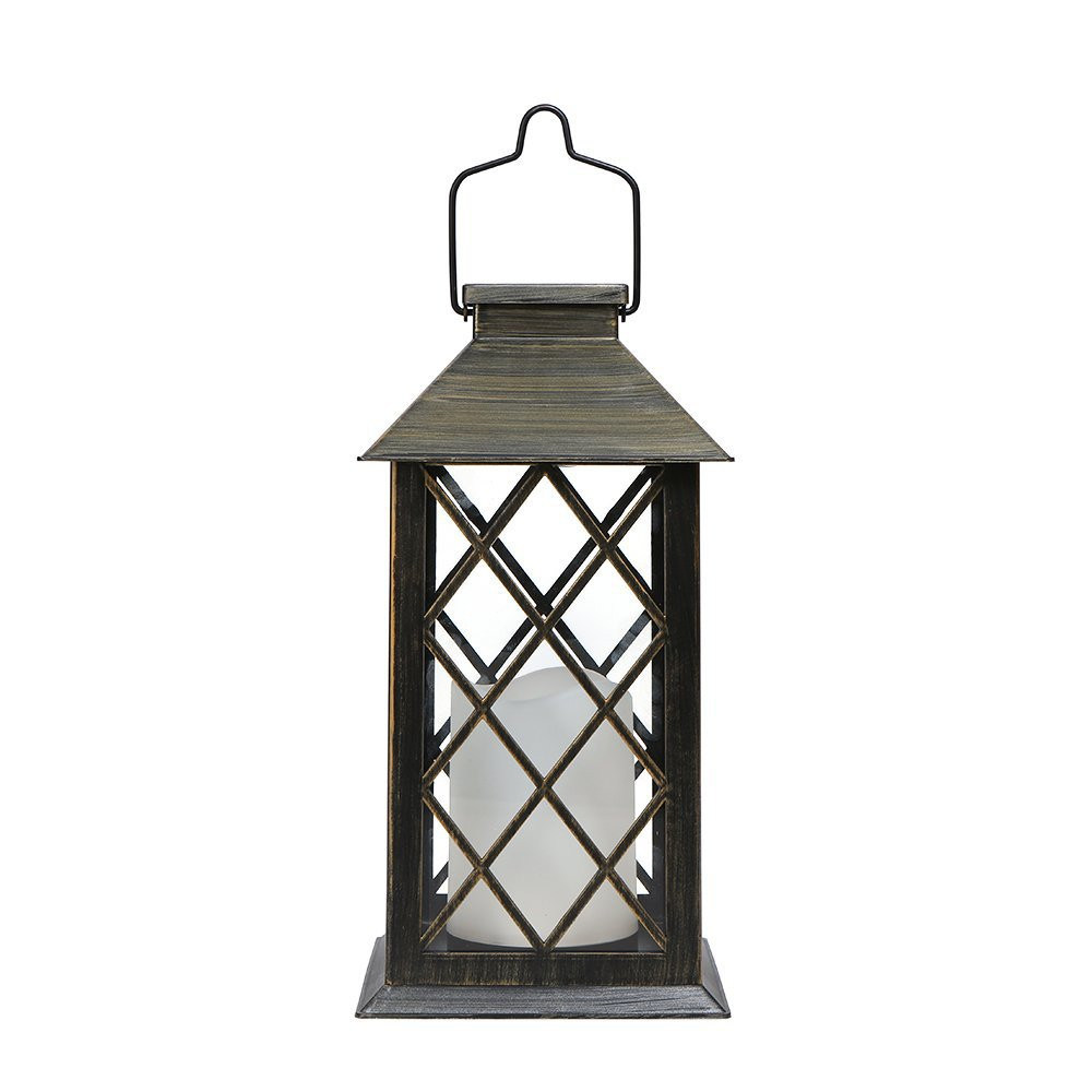 Solar Lantern LED Solar Lights Outdoor, Hanging Lanterns Solar Powered with Handle, Waterproof Flickering Flameless Candle Mission Lights for Table Garden Patio