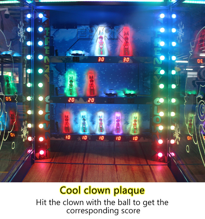 Key Master Clown Frenzy Throw Ball Redemption Game Machine 150W 350W
