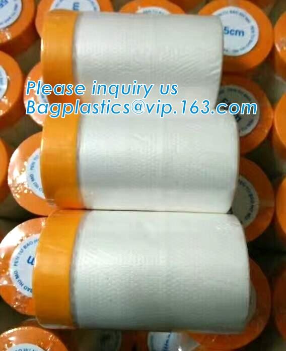 Pre-tapd paint masking film HDPE,Car paint repair masking film with tape, Hot sell masking film with adhesive tape, PAC