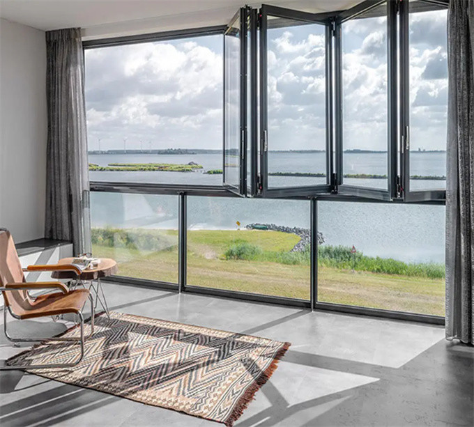 Residential Horizontal Folding Aluminium Tempered Glass Bifolding Windows For Balcony