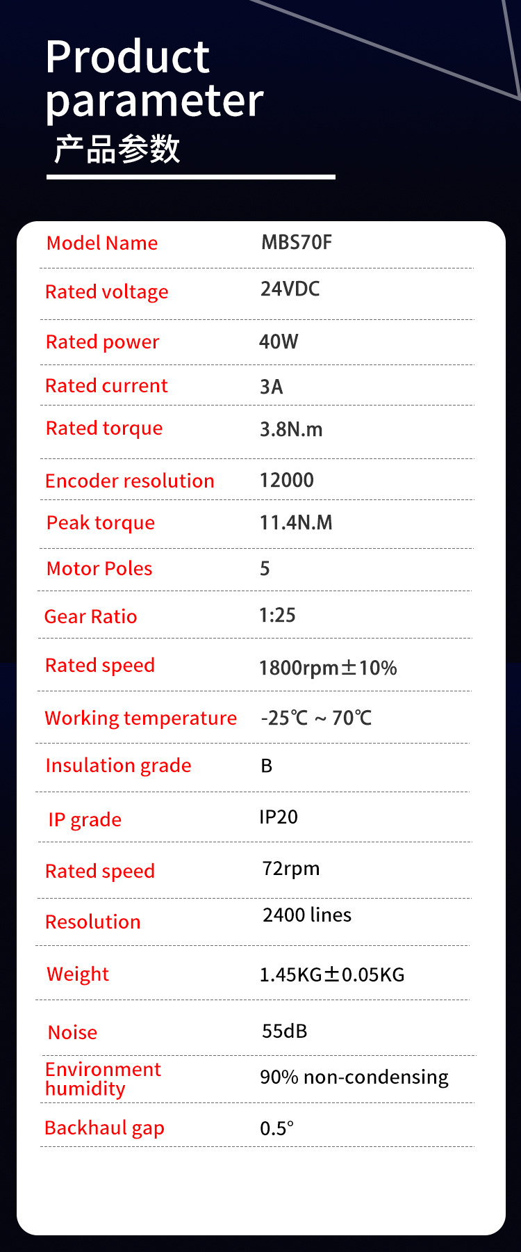 40W 1800rpm Low Voltage Bldc Servo Motor With Encoder