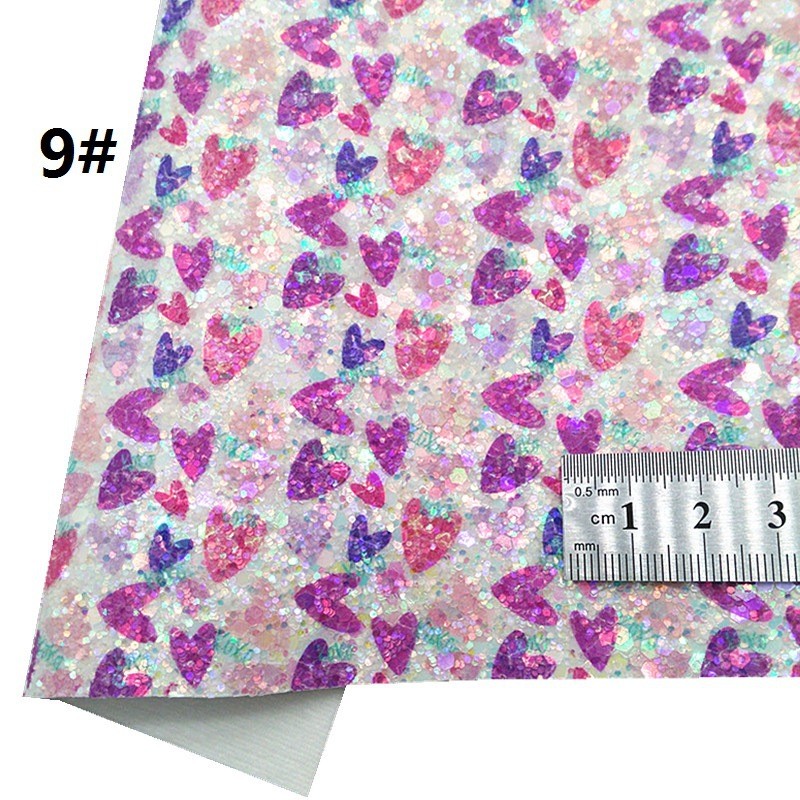 Printed Pink PU Polyurethane Leather Glitter Valentine'S Day Love Shape Gretel