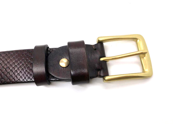 4.0CM Embossed Snake Leather Belt For Boy With Classic Pin Buckle