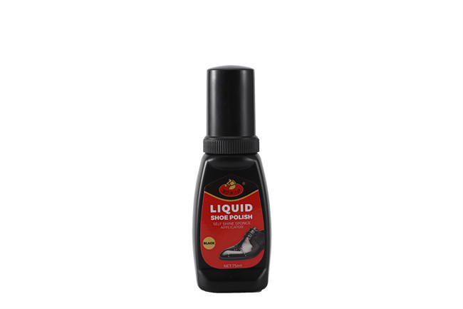 Black Color 2.46 Fl. Oz. Liquid Shoe Polish Sponge Instant Shine Ultra-Brilliant Leather Lanolin Nourishes Leather Boots
