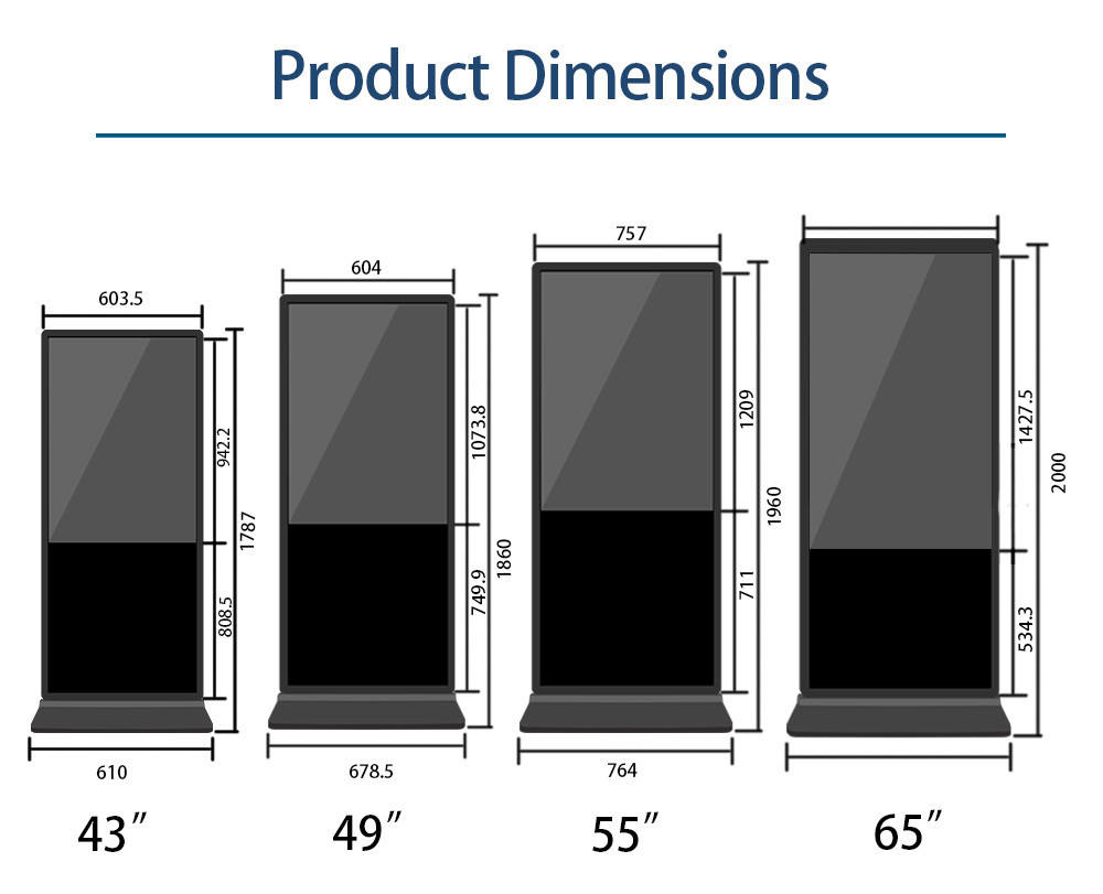 Touch Screen Digital Signage Advertising Totem Indoor 55 Inch Interactive