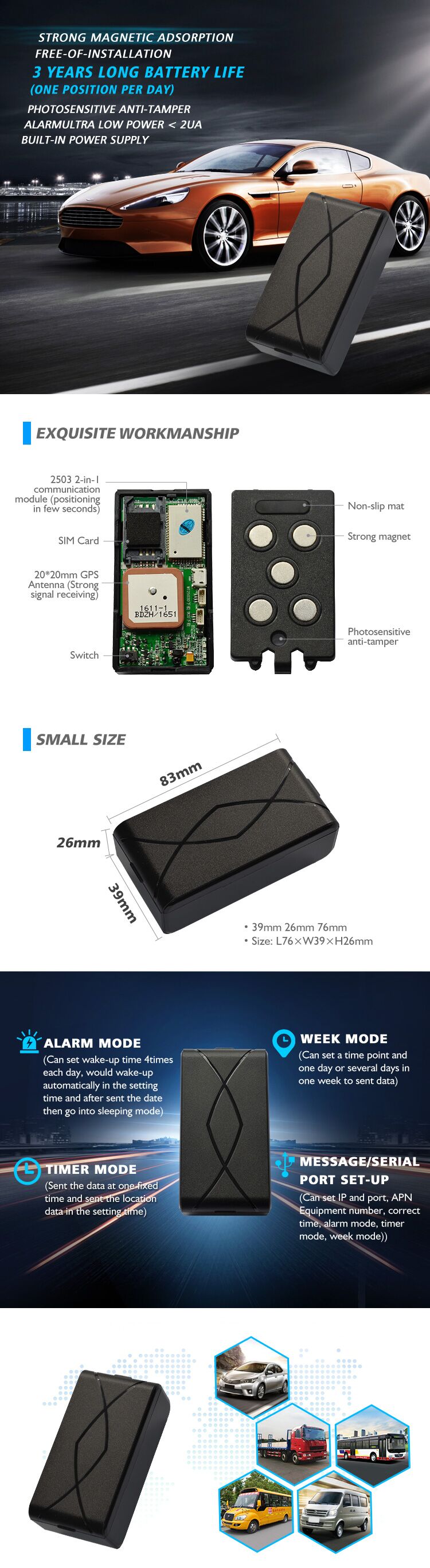 5000mAh 3V Battery FREE Install Asset GPS Tracker / Spot Trace Gps