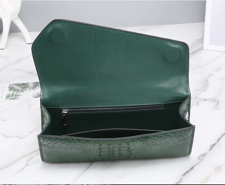 Authentic Crocodile Skin Women Envelop Purse Genuine Alligator Leather Lady Phone Clutch Bag Female Cross Shoulder Bag