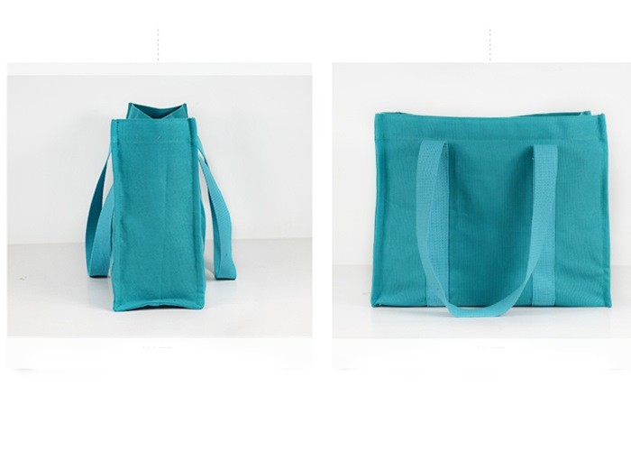 Printed Canvas Shopping Bags With Leather Handle / 20OZ Cotton Fabric